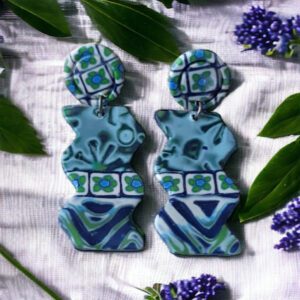 Boucles d’oreilles patchwork en pâte polymère Isycréa bijoux saint malo