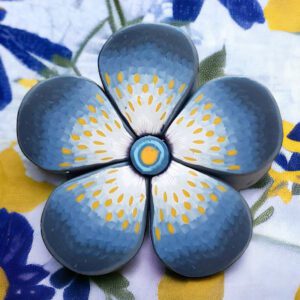 Cane fleur denim en pâte polymère isycrea bijoux saint malo