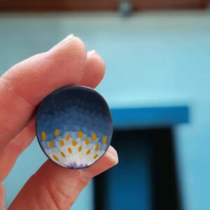 Cane fleur denim en pâte polymère isycrea bijoux saint malo