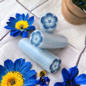 Cane fleur denim en pâte polymère isycrea bijoux saint malo