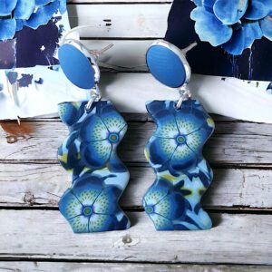 Boucles d'oreilles denim en pâte polymère isycrea bijoux saint malo