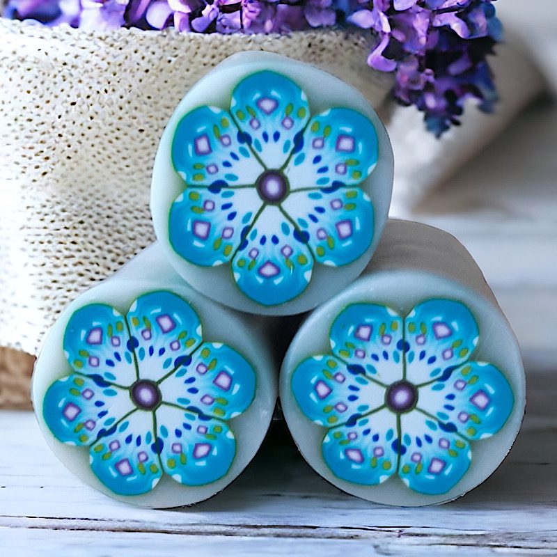 Motif fleur turquoise en pâte polymère isycrea bijoux saint malo