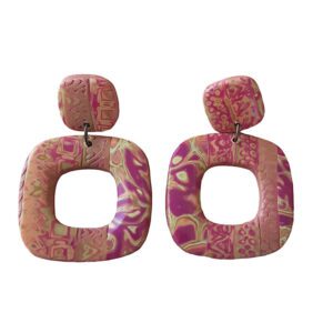 Boucles d'oreilles sixties multicolores en pâte polymère isycrea bijoux saint malo