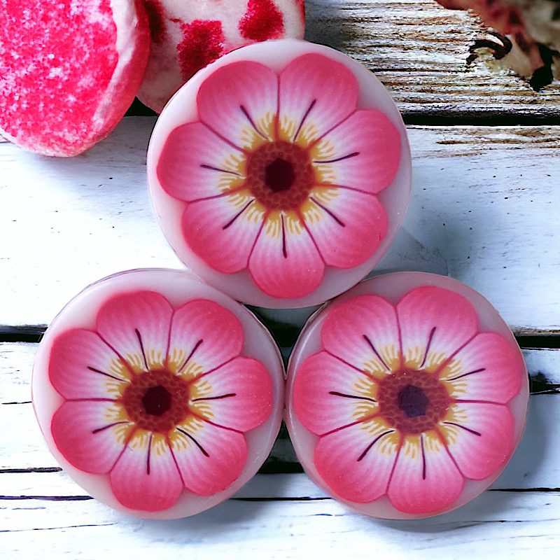 Motif fleur rose en pâte polymère isycrea bijoux saint malo