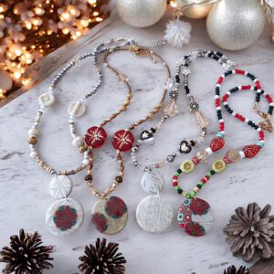 Colliers en pâte polymère poinsettia isycrea bijoux saint malo