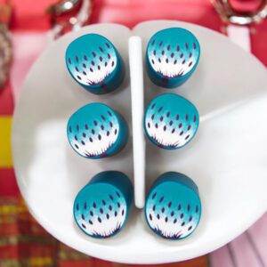 IMG_2025-02-10-100742 Motif ou canne fleur à pois en pâte polymère turquoise et prune isycrea bijoux saint malo