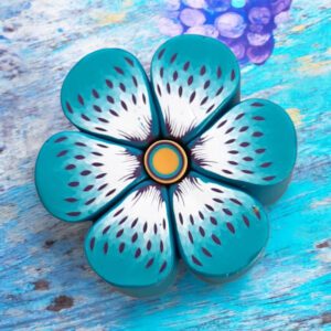 IMG_2025-02-10-100809 Motif ou canne fleur à pois en pâte polymère turquoise et prune isycrea bijoux saint malo